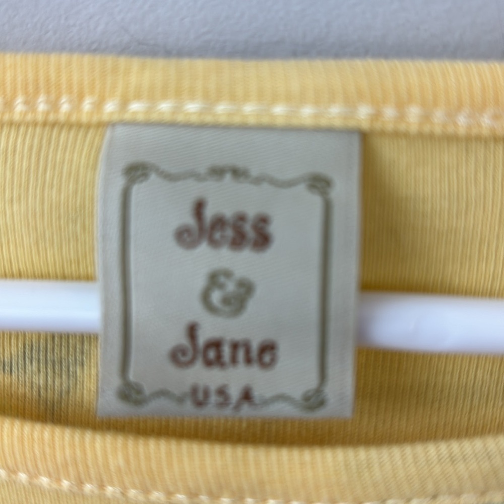 Jess & Jane yellow cat art long sleeve shirt women size medium - Picture 6 of 6
